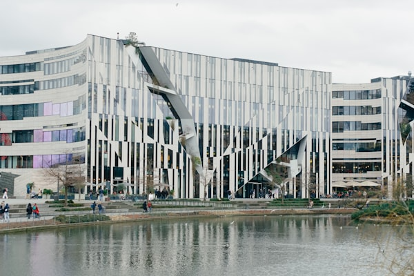 Modern building reflecting investment growth